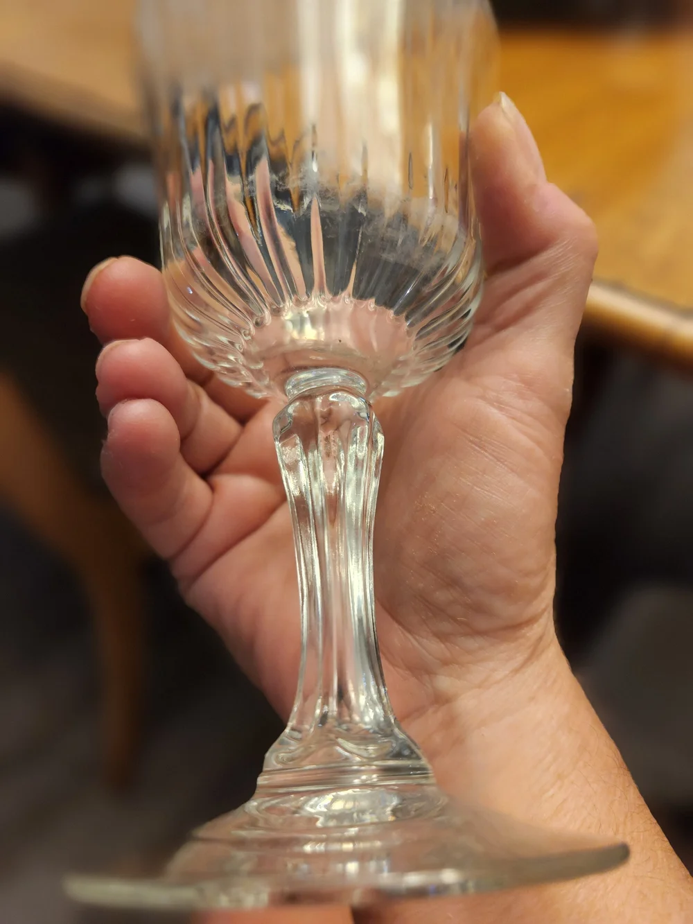 Schott Zwiesel Clear Ribbed Crystal Stem Wine Glasses - Pair